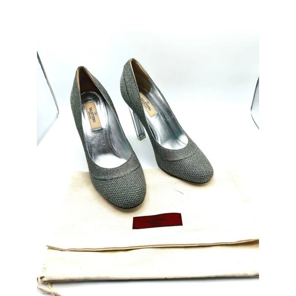 VALENTINO GARAVANI Silver Metallic stretch-knit pumps size EU 38.5 - Picture 11 of 14